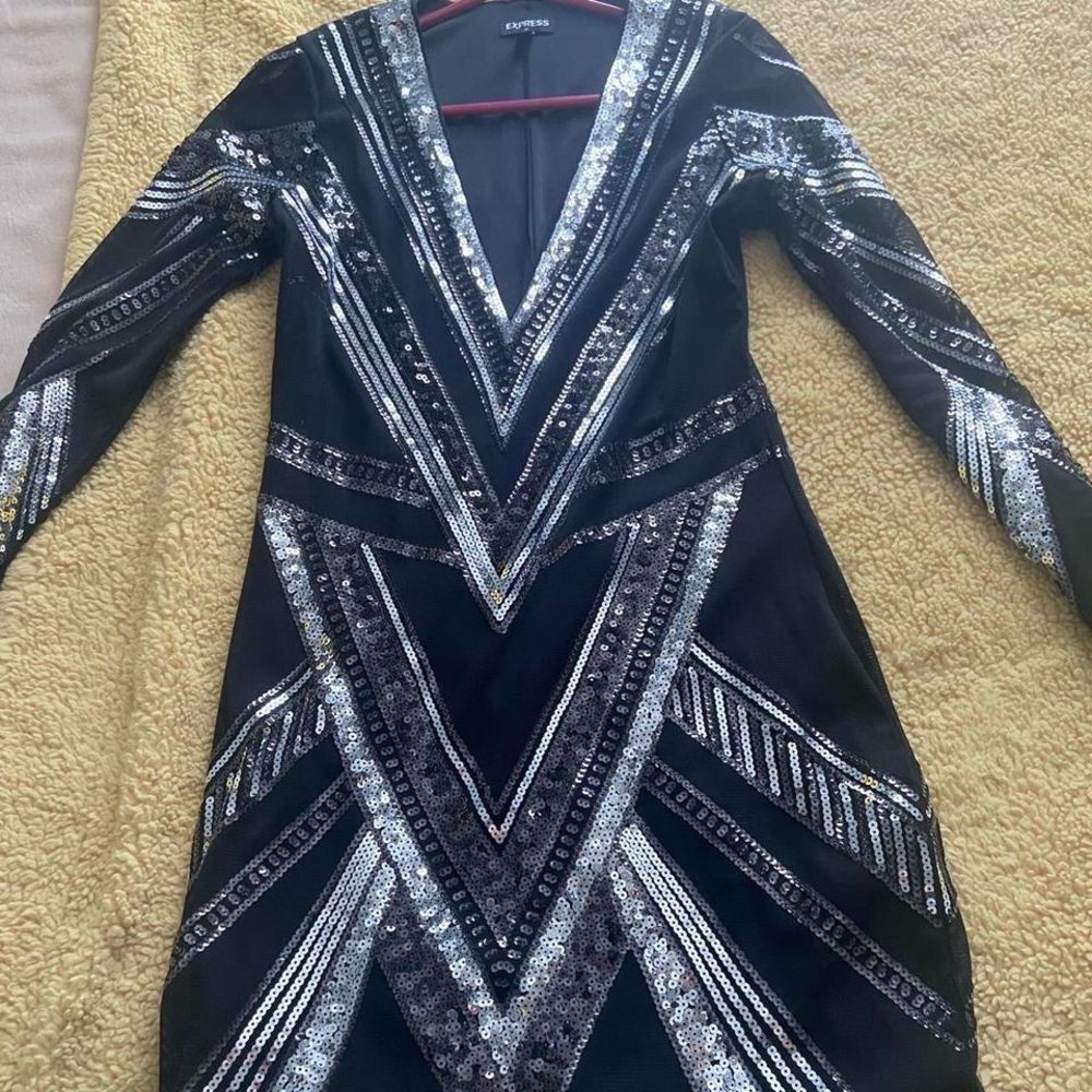 Black and Silver Sequin Dress